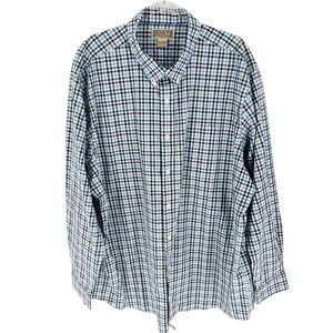 Duluth Trading Shirt Mens 3XL Tall Blue Plaid Wrinklefighter Relaxed Long Sleeve